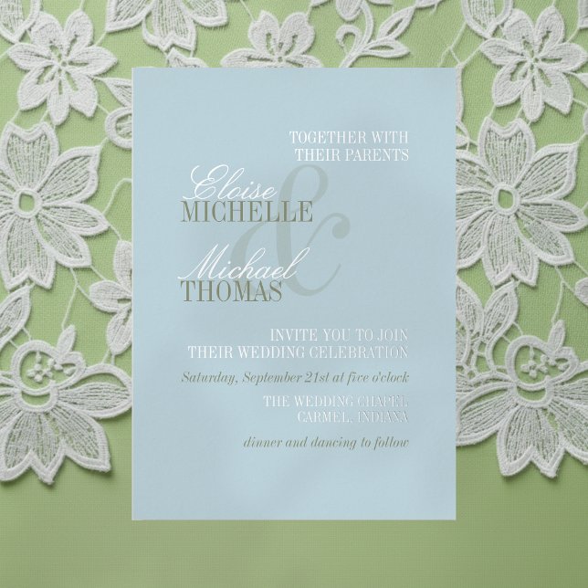 Invitación Con Relieve Metalizado Modern Script Citrus Blue Formal Wedding (Invite guest to your big day with this Modern Script Citrus Blue Formal Wedding Foil Invi)