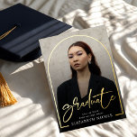 Invitación Con Relieve Metalizado Modern Script  Graduate  Photo Arch Graduation<br><div class="desc">Celebrate this special milestone with the Modern Script Graduate Photo Arch Graduation Invitation. Featuring a stylish script font and a unique arch photo layout,  this invitation is perfect for announcing your achievement in an elegant way. Ideal for graduation parties and ceremonies,  it sets the tone for a memorable celebration.</div>