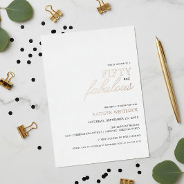 Invitación Con Relieve Metalizado Modern Simple Black 50 and Fabulous Birthday Party