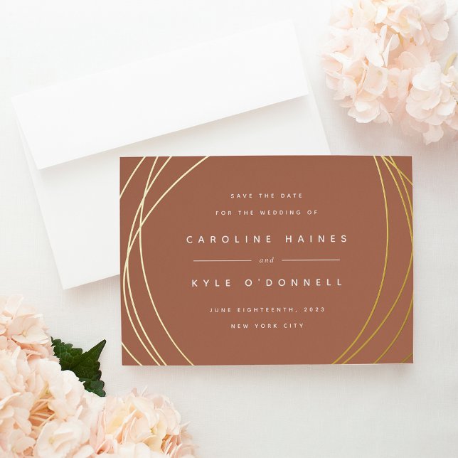 Invitación Con Relieve Metalizado Modern Spheres | Foil Save the Date Card (Subido por el creador)
