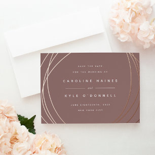 Invitación Con Relieve Metalizado Modern Spheres   Foil Save the Date Card