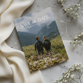 Invitación Con Relieve Metalizado Modern Vertical Double-sided Photo Save The Date