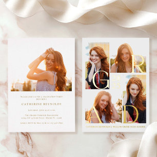 Invitación Con Relieve Metalizado Moderna 5 Graduación fotográfica