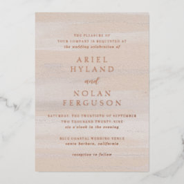 Invitación Con Relieve Metalizado Moderna acuarela Neutral Elegante Boda