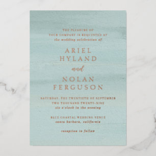 Invitación Con Relieve Metalizado Moderna acuarela verde elegante matrimonio