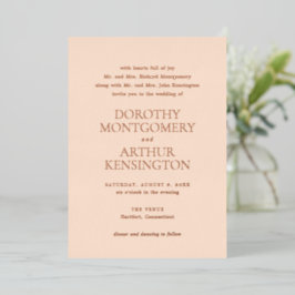 Invitación Con Relieve Metalizado Moderna Boda Elegante de Peach