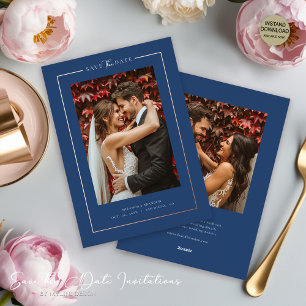 Invitación Con Relieve Metalizado Moderna Boda Elegante Foto Guardar la Fecha