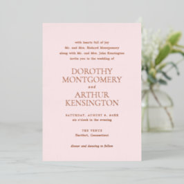 Invitación Con Relieve Metalizado Moderna Boda Elegante Rosa