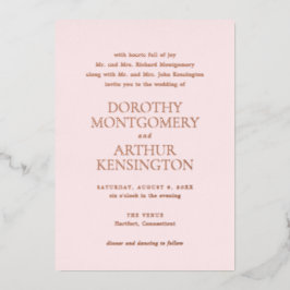 Invitación Con Relieve Metalizado Moderna Boda Elegante Rosa