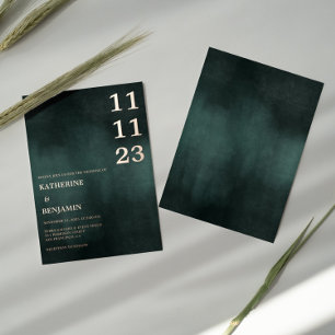 Invitación Con Relieve Metalizado Moderna boda elegante verde esmeralda negro