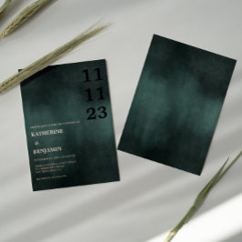 Invitación Con Relieve Metalizado Moderna boda elegante verde esmeralda negro