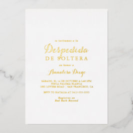 Invitación Con Relieve Metalizado Moderna caligrafía despedida de Soltera Gold