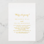 Invitación Con Relieve Metalizado Moderna caligrafía Elopement Reception Gold<br><div class="desc">Esta moderna invitación al Relieve metalizado de la recepción caligráfica es perfecta para un fiesta rústico en el exterior. El diseño,  sencillo y elegante,  presenta una tipografía de escritura clásica y elegante en Relieve metalizado dorado.</div>
