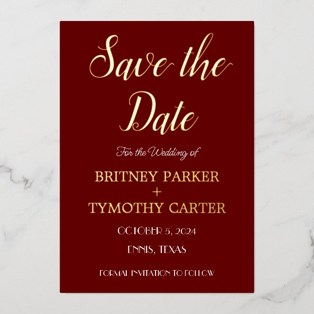 Invitación Con Relieve Metalizado Moderna caligrafía fotográfica de código QR Boda d (Anverso)