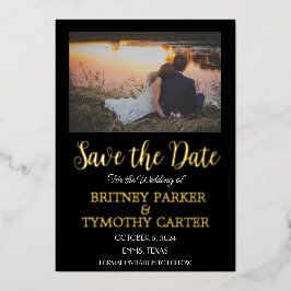 Invitación Con Relieve Metalizado Moderna caligrafía fotográfica de código QR Boda n