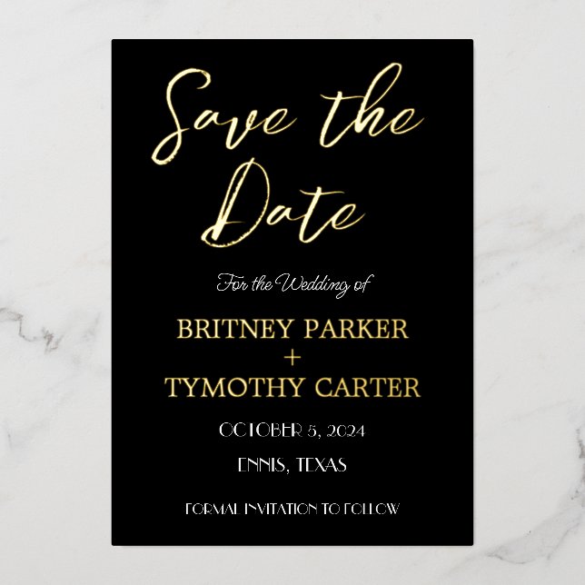 Invitación Con Relieve Metalizado Moderna caligrafía fotográfica de código QR Boda n (Anverso)