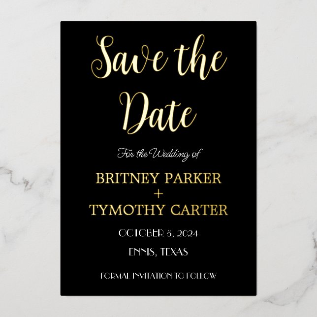 Invitación Con Relieve Metalizado Moderna caligrafía fotográfica de código QR Foi Bo (Anverso)