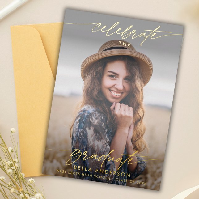 Invitación Con Relieve Metalizado Moderna celebración de la superposición de la foto (Subido por el creador)