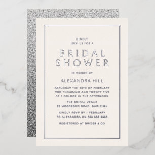 Invitación Con Relieve Metalizado Moderna ducha nupcial mínima plateada