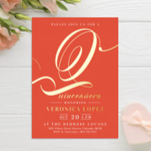Moderna Elegante Fiesta de Quinceañera Naranja Roj