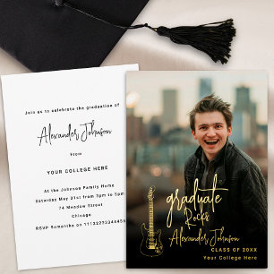 Invitación Con Relieve Metalizado Moderna fiesta de graduación con foto vertical dor