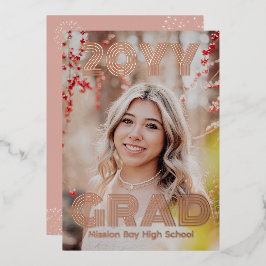 Invitación Con Relieve Metalizado Moderna fiesta de graduación de fotos