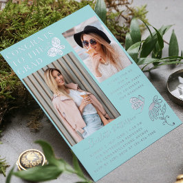 Invitación Con Relieve Metalizado Moderna fiesta de graduación de fotos de mariposa 