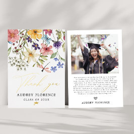 Invitación Con Relieve Metalizado Moderna fiesta de graduación de fotos florales de 