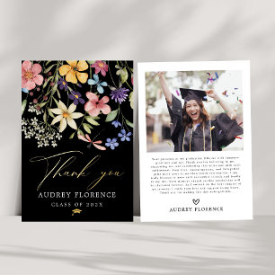 Invitación Con Relieve Metalizado Moderna fiesta de graduación de fotos florales de 