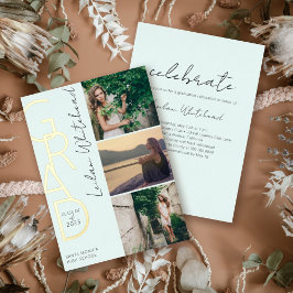 Invitación Con Relieve Metalizado Moderna foto Grad Mint Green