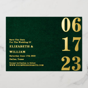 Invitación Con Relieve Metalizado Moderna foto Minimalista de oro verde salva la fec