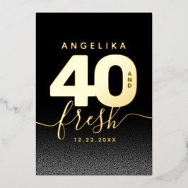 Invitación Con Relieve Metalizado Moderna Girly verde brillante 40 y fresco