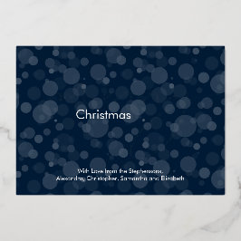 Invitación Con Relieve Metalizado Moderna Navy Gold Script Bokeh Feliz Navidad