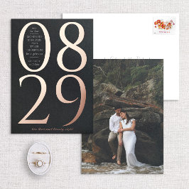 Invitación Con Relieve Metalizado Moderna negrita Gran fecha en negro Guardar la fec