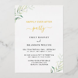 Invitación Con Relieve Metalizado Moderna recepción de bodas de vegetación simple
