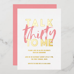 Invitación Con Relieve Metalizado Moderna tipografía mínima giradamente rosa 30