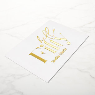 Invitación Con Relieve Metalizado Moderna tipografía mínima simple 50 años
