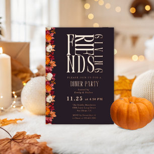 Invitación Con Relieve Metalizado Moderna y amigable cena floral