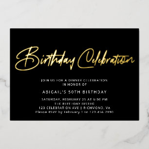 Invitación Con Relieve Metalizado Moderna y elegante celebración de cumpleaños en ne