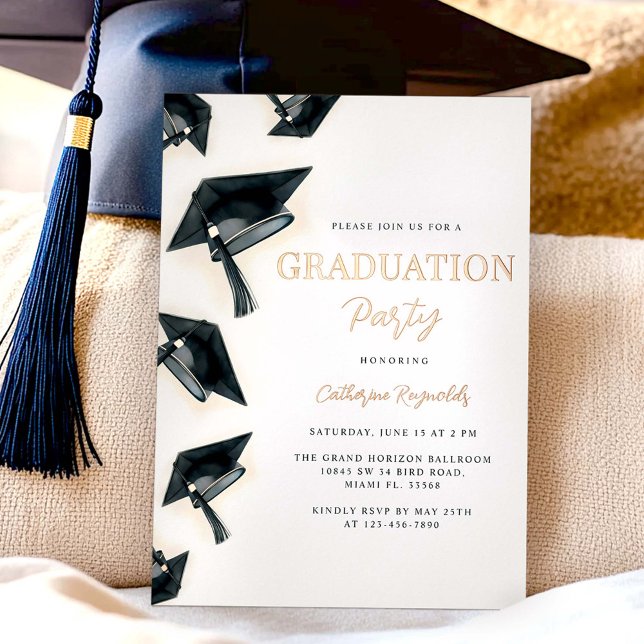 Invitación Con Relieve Metalizado Moderna y elegante fiesta de graduación (Subido por el creador)