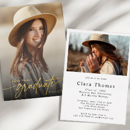 Invitación Con Relieve Metalizado Moderna y elegante foto de la fiesta de graduación