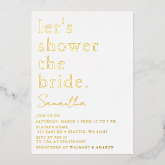 Invitación Con Relieve Metalizado Moderna y sencilla ducha de novia