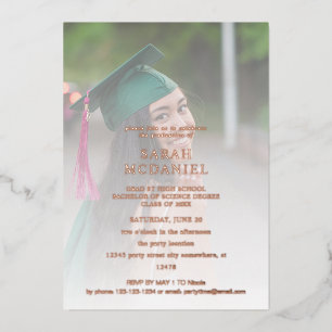 Invitación Con Relieve Metalizado Moderno 2 Fade Fade Graduation Party