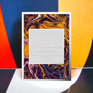 Invitación Con Relieve Metalizado Moderno Abstracto Ondulado Caprichoso Sin Costuras