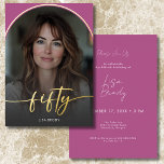 Invitación Con Relieve Metalizado Moderno Arco Rosa Mínimo Cincuenta Años<br><div class="desc">Celebre con un estilo tranquilo y elegante con esta invitación de fiesta de 50 años, sencilla y moderna, diseñada con un estilo que se trata de usted. Con tu foto favorita en forma de arco bajo un overlay ligeramente oscuro y con un borde de Relieve metalizado real. Un Relieve metalizado...</div>