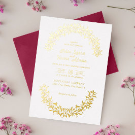 Invitación Con Relieve Metalizado Moderno Boda de flores románticas florales