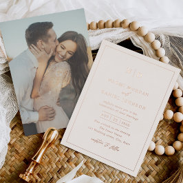 Invitación Con Relieve Metalizado Moderno Boda de fotografía de superposición mínima