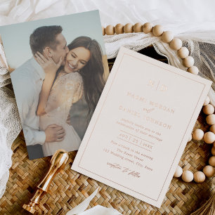 Invitación Con Relieve Metalizado Moderno Boda de fotografía de superposición mínima