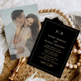 Invitación Con Relieve Metalizado Moderno Boda de fotografía de superposición mínima