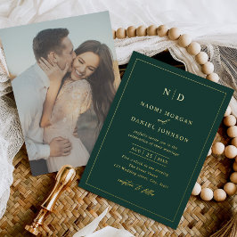 Invitación Con Relieve Metalizado Moderno Boda de fotografía de superposición mínima
